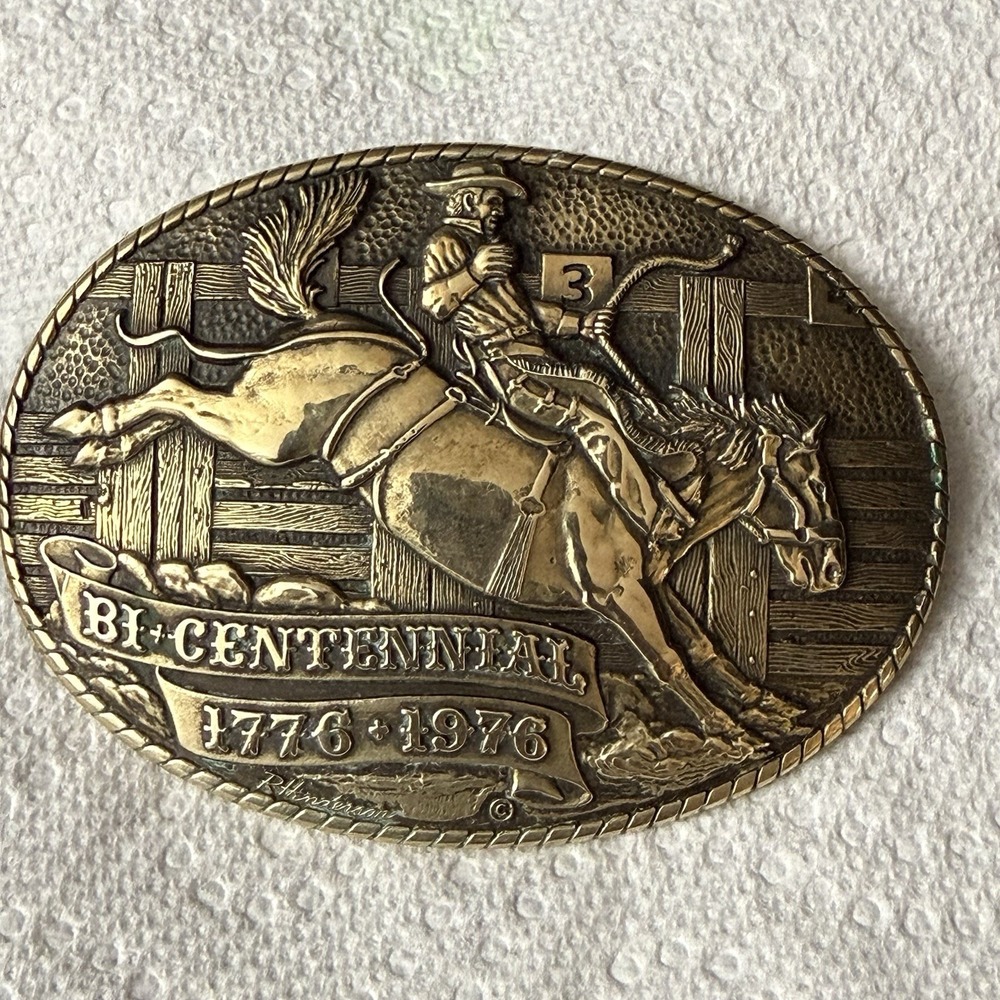 Tony Lama 1976 Bicentennial Solid Brass Belt Buckle Saddle Bronc Limited Ed 0491